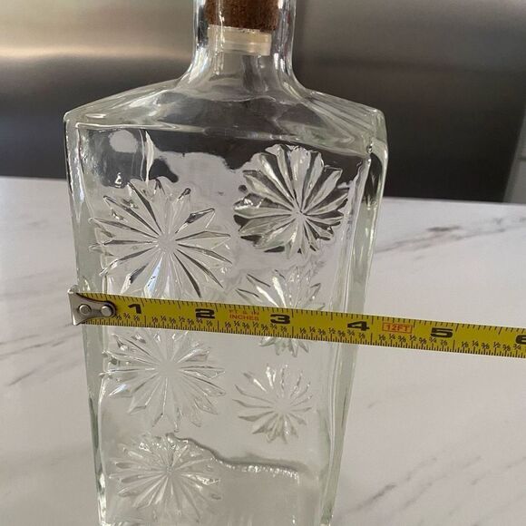 Vintage Mid Century Modern Glass Liquor Decanter Ornate Home Bar Decor Bottle - Picture 8 of 9